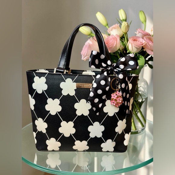 kate spade Handbags - NWT 4FER Kate Spade Juno Floral Grant St Vinyl Mini Tote Black White